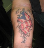 Inner Lower Arm Amazing Art Puerto Rican Flag Under the Skin Theme Tattoo