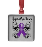 Purple Ribbon Awareness Hope Matters Christmas Tree Ornament
