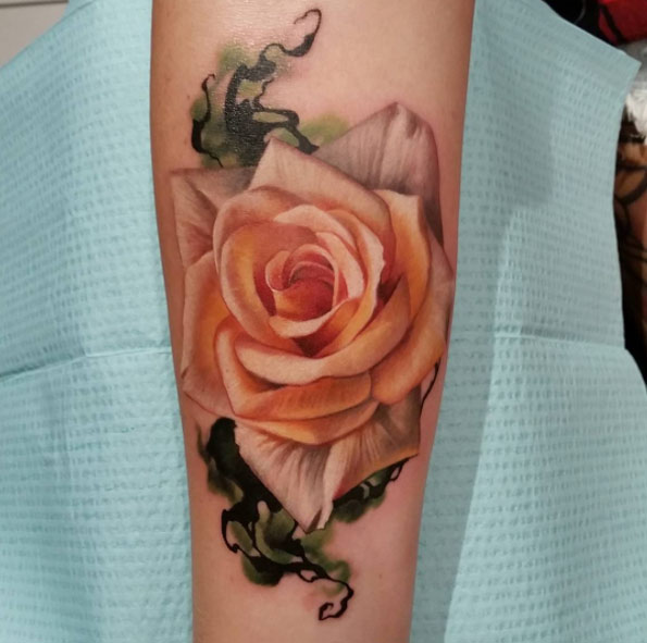 realistic rose flower tattoo
