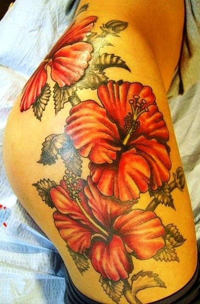 red hip flower tattoo