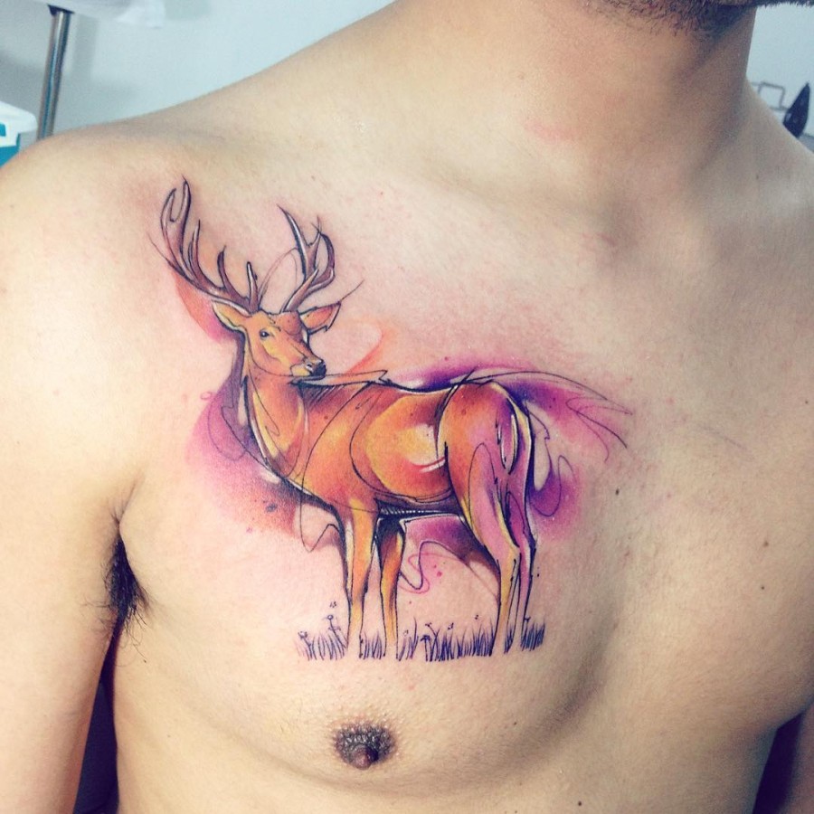 reindeer-watercolor-tattoo