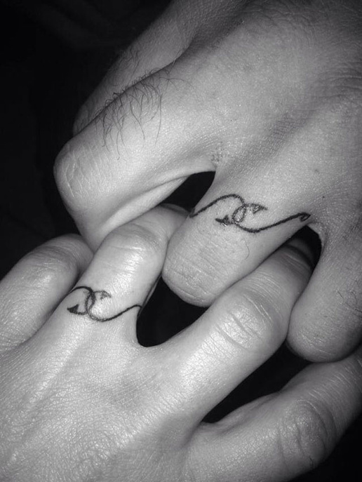 ring finger couples tattoos