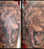 Aslan Roaring Lion Tattoos Design For Men