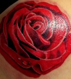 Beautiful Feminine Traditional Red Rose Tattoo Designs for Women