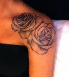 Exotic Twin Rose Flowers Shoulder Tattoo Design for Women - Flowers Tattoos