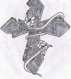 Stone Cross With A Rose Vine Photos For Tattoo Man