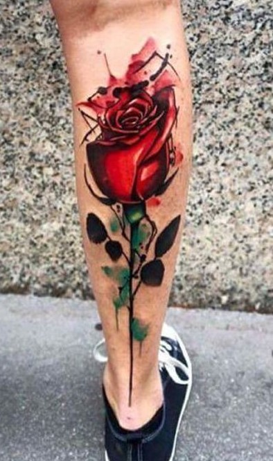 Rose watercolor tattoo