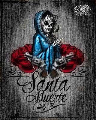 Santa Muerte Aztoon Tattoo Design