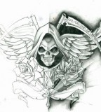 Santa Muerte Emblem Tattoo Design