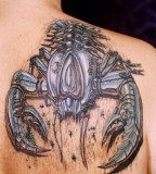 Nice Robotic 3D Scorpion Tattoo on Back Shoulder