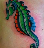Green Seahorse Tattoo Design