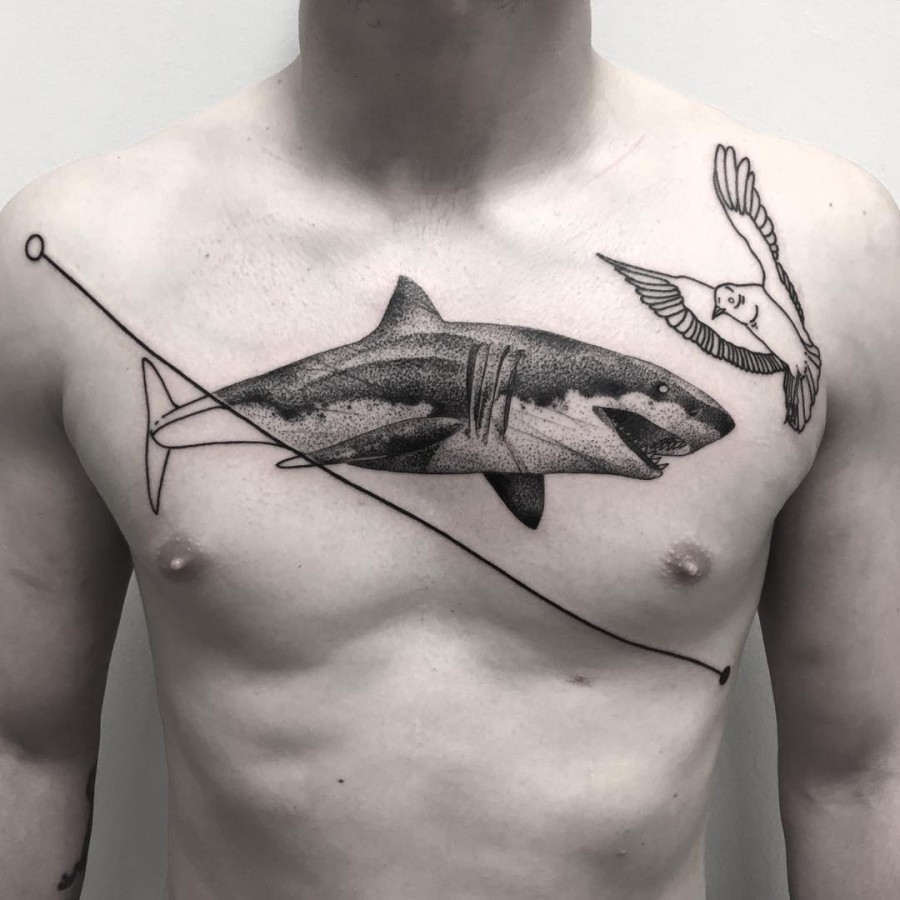 shark-chest-tattoo-by-achillemoline