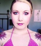 Beautiful Purple Flower Shoulder Tattoos For Women