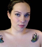 Twin Birds Shoulder Tattoos Designs for Women