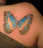 Big and Cute Butterfly Back Shoulder Tattoo for Women