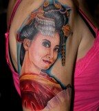 Women Shoulder Japanese Geisha Tattoos