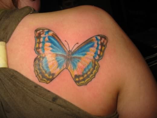 Butterfly Back Shoulder Tattoo Design