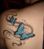 Blue Butterflys Shoulder Tattoo Designs For Both Men And Women Shoulder
