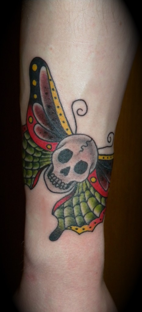 Forearm Tattoo Design – Butterfly / Skull Tattoos