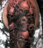 Amazingly Awesome Horror Flaming Skulls Tattoo Design for Men