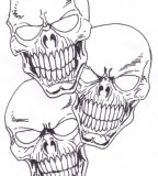 Creepy Three Skulls Sketch Tattoo Design