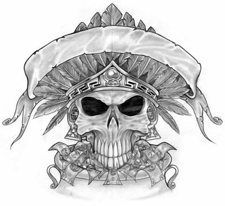 Amazing Skull and Money Sketch for Tattoo