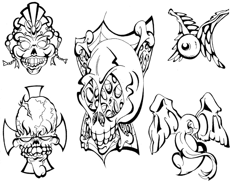 Skulls And Mo Tattoo Sketches for Tattoo Design
