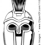 Black And White Spartan Helmet Up Front