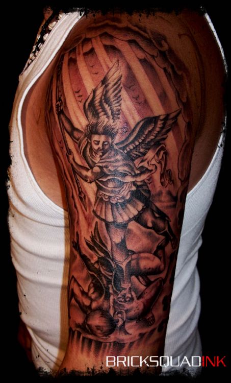 St Michael Half Sleeves Tattoo Ideas