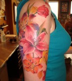Painful Stargazer Lily Tattoo Design on Arm for Girls