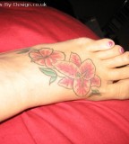 Pink Orange Stargazer Lily Tattoo Design on Foot