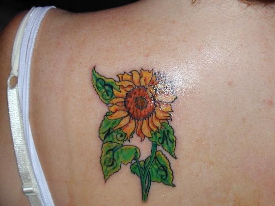 Sunflower Tattoo Designs on Back For Girls