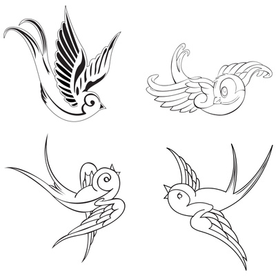 Small Bird Tattoo Outline