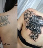 Girl Upper Back Cover Up Tattoos Design