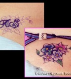 Various Flowers Color Cover Up Tattoo Ideas