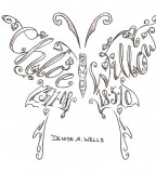 Name Tattoo in Butterfly Design by Denise A Wells
