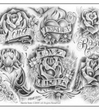 Lovely Artistic Flowers And Names Tattoo Designs
