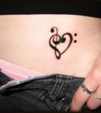 Music Notes Shape Heart Tattoos Design