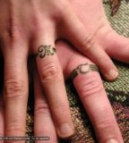 Sweet Couple Ring Finger Beautiful Tattoo Design