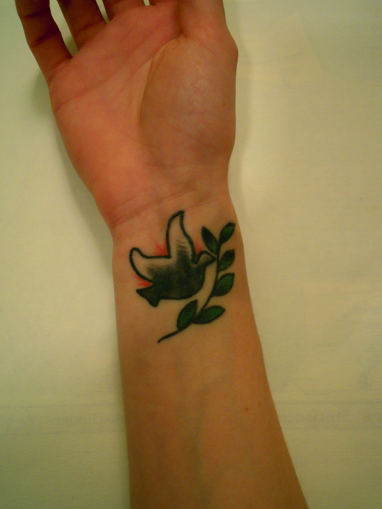 Bird Dove with Olive Branch Tattoo