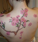 Cherry Blossom Tattoo on Back for Women