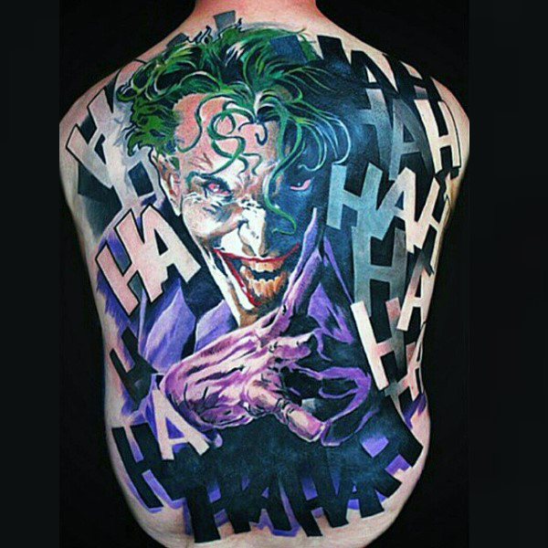 the joker full back tattoos for men