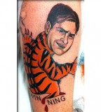 Bold Yet Funny Charlie Sheen Tiger and Winning Quote Inspired Tattoo