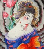 Traditional Japanese Hannya Mask Geisha Tattoo Designs