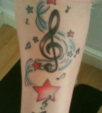Music Treble Clef Tattoo and Star Tattoos