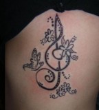 Cute Floral Treble Clef Tattoo Picture