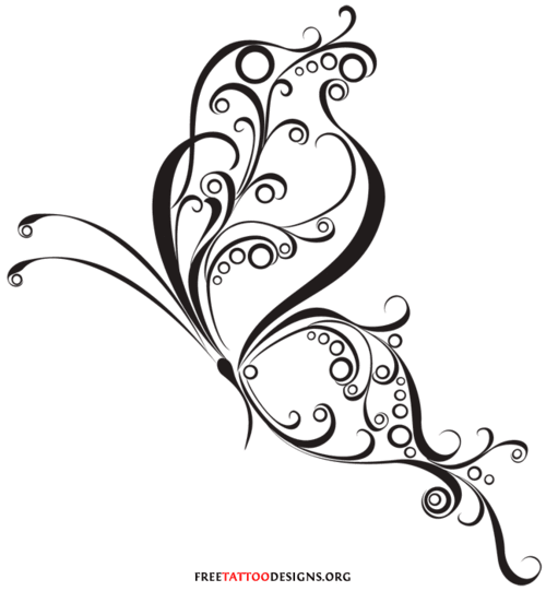 Minimalist Amazing Swirly Tribal Butterfly Tattoo Design