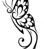 Amazing Flowery Tribal Butterfly Tattoo Design Sample