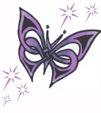 Purple Sparkling Butterfly Tribal Tattoo Design