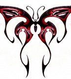 Awesome Red Black Tribal Butterfly Design for Tattoo